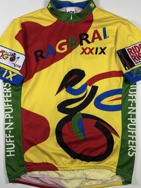 VTG Voler RAGBRAI XXIX 2001 Made in USA 3/4 Zip Men Cycling Jersey L